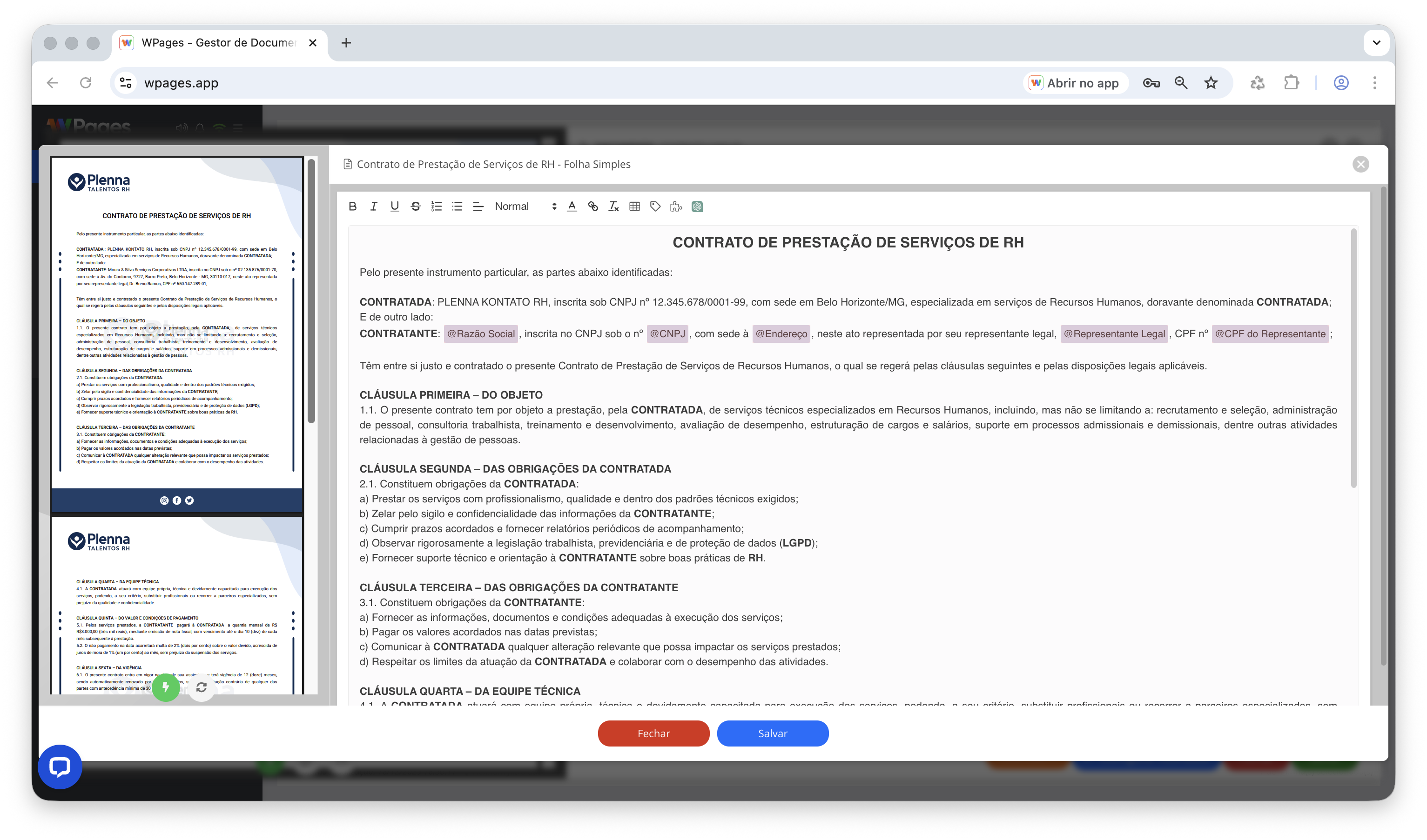 Edição de conteúdo com tags